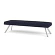 Willow Lounge Lobby Reception Waiting 3 Seat Bench / Silver Steel / Navy Blue