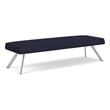 Willow Lounge Lobby Reception Waiting 3 Seat Bench / Silver Steel / Navy Blue
