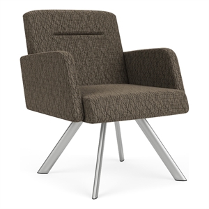 Willow Lounge Lobby Reception Waiting Guest Chair / Silver Steel / Brown