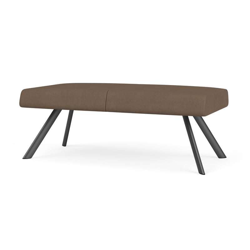 Willow Lounge Lobby Reception Waiting 2 Seat Bench / Charcoal Steel / Brown