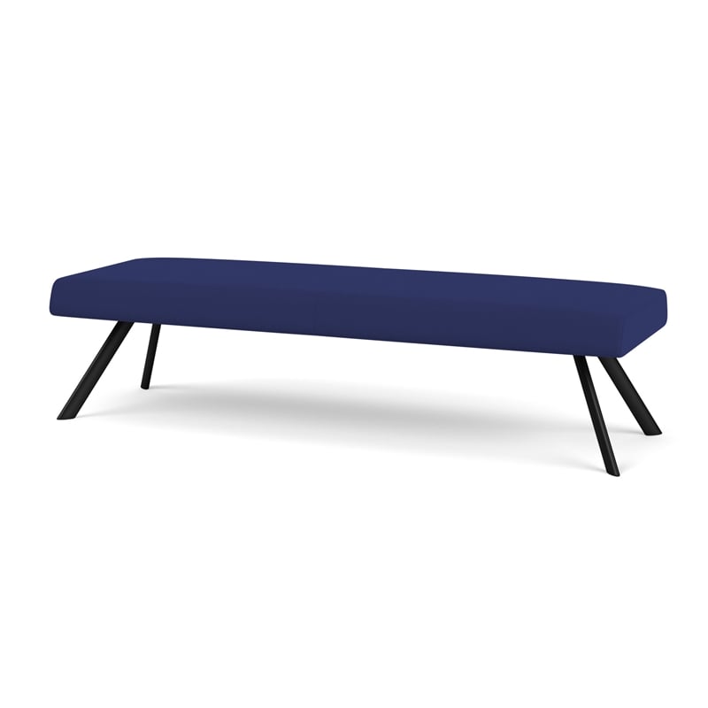 Willow Lounge Lobby Reception Waiting 3 Seat Bench / Black Steel / Blue