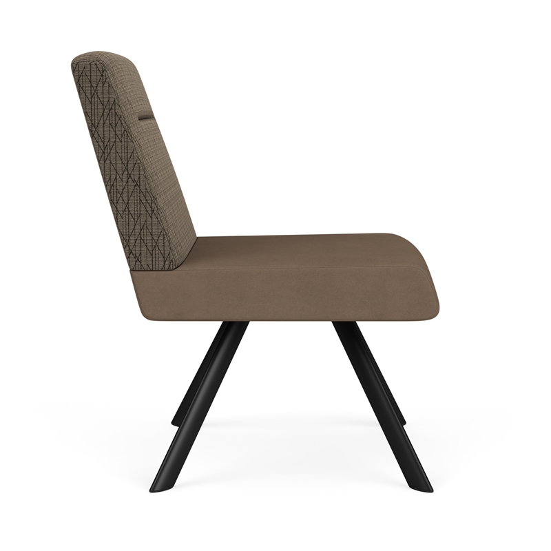 Willow Lounge Reception Armless Guest Chair / Black Steel / Brown / Brown
