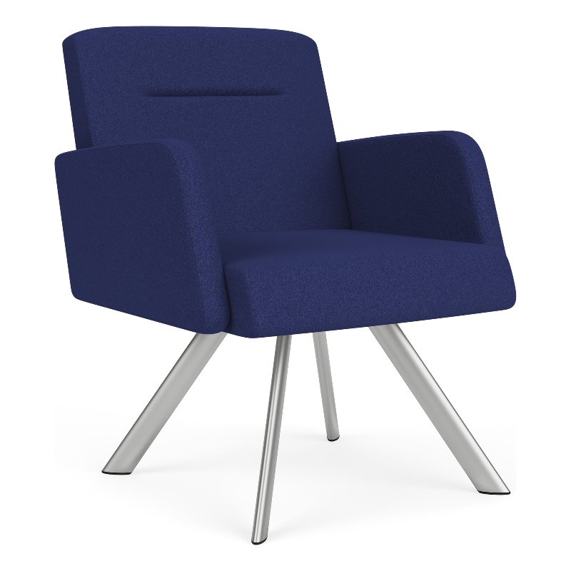 Willow Lounge Lobby Reception Waiting Guest Chair / Silver Steel / Blue