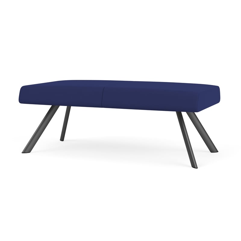 Willow Lounge Lobby Reception Waiting 2 Seat Bench / Charcoal Steel / Blue