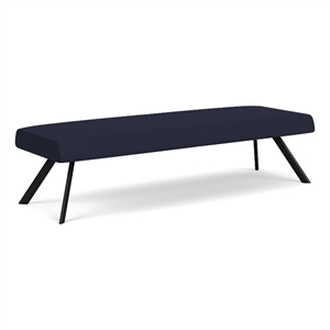 Willow Lounge Lobby Reception Waiting 3 Seat Bench / Black Steel / Navy Blue