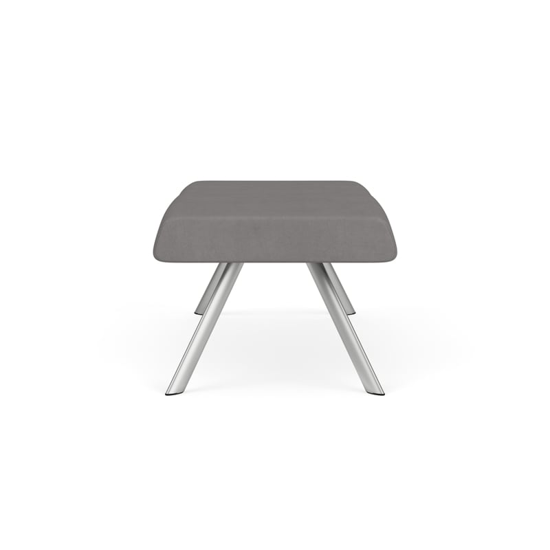 Willow Lounge Lobby Reception Waiting 2 Seat Bench / Silver Steel / Light Gray