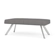 Willow Lounge Lobby Reception Waiting 2 Seat Bench / Silver Steel / Light Gray