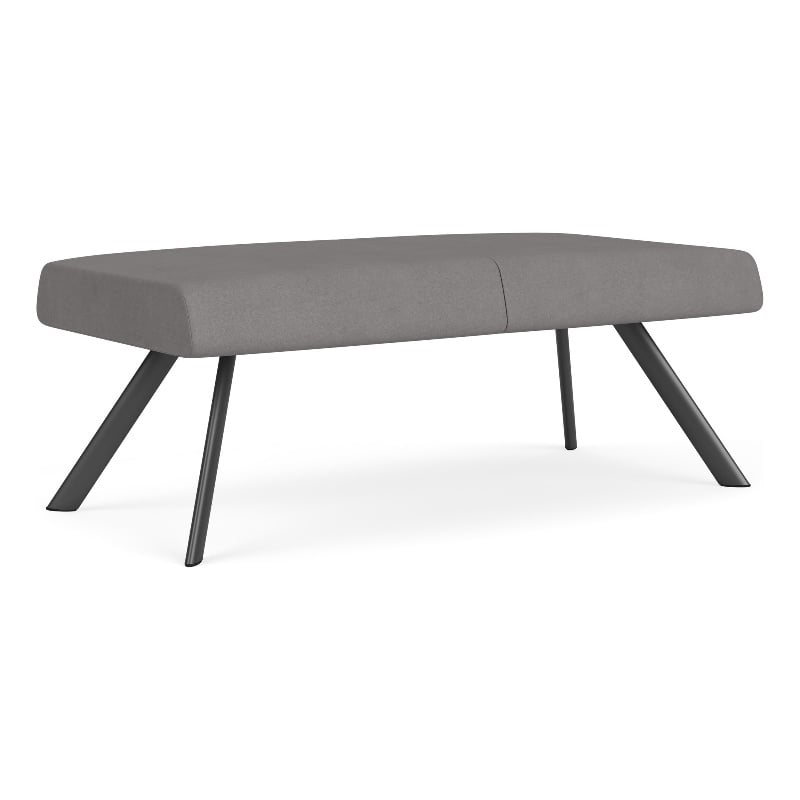Willow Lounge Lobby Reception Waiting 2 Seat Bench / Charcoal Steel / Light Gray