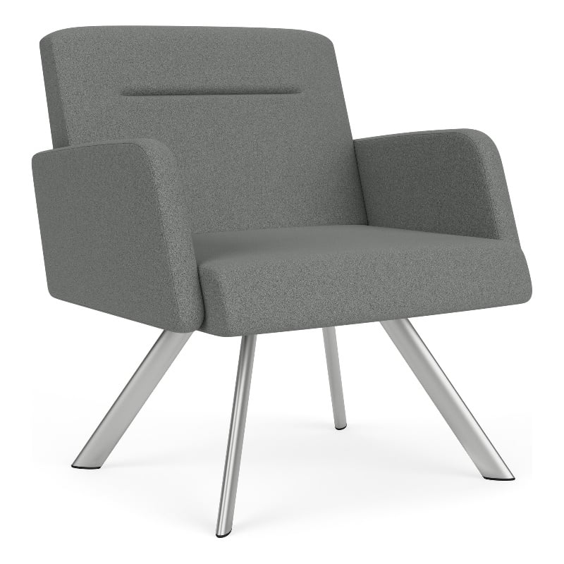 Willow Lounge Reception Waiting Bariatric Chair / Silver Steel / Light Gray