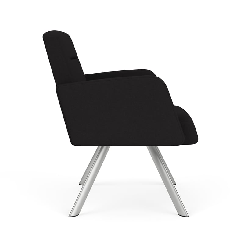 Willow Lounge Lobby Reception Waiting Bariatric Chair / Silver Steel / Black