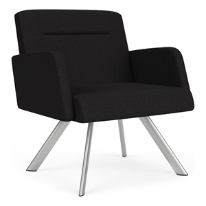 Willow Lounge Lobby Reception Waiting Bariatric Chair / Silver Steel / Black