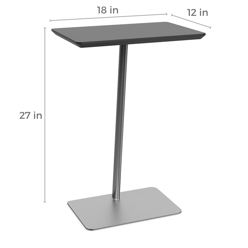 Willow Lounge Lobby Reception Waiting Personal Table / Charcoal Steel / Walnut