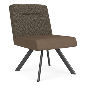 Willow Reception Armless Swivel Guest Chair / Charcoal Steel / Brown / Brown