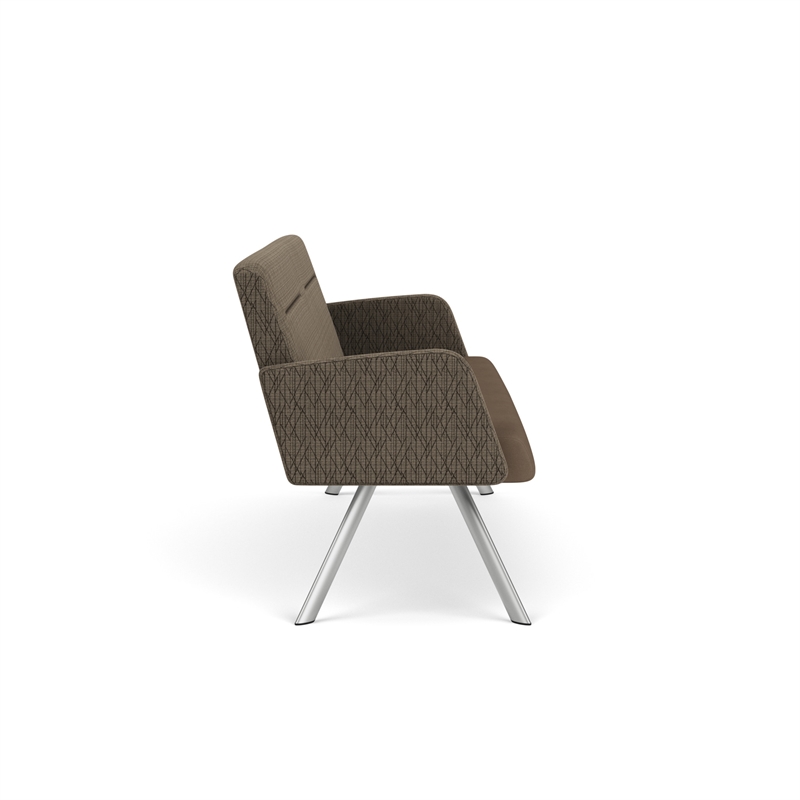 Willow Lounge Lobby Reception Waiting Sofa / Silver Steel / Brown / Brown