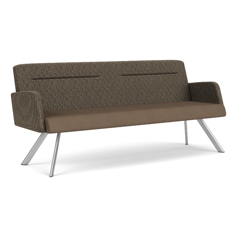 Willow Lounge Lobby Reception Waiting Sofa / Silver Steel / Brown / Brown