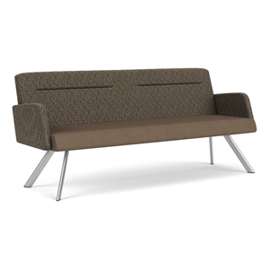 Willow Lounge Lobby Reception Waiting Sofa / Silver Steel / Brown / Brown