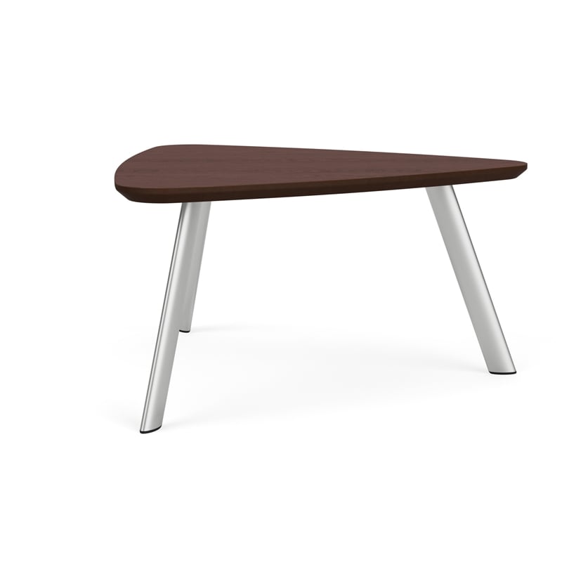 Willow Lounge Reception Conversational Table HPL Top / Silver Steel / Walnut