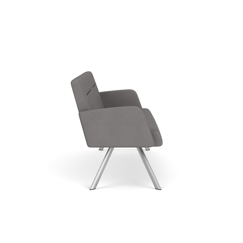 Willow Lounge Lobby Reception Waiting Sofa / Silver Steel / Light Gray