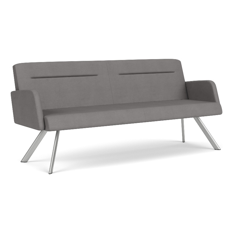 Willow Lounge Lobby Reception Waiting Sofa / Silver Steel / Light Gray