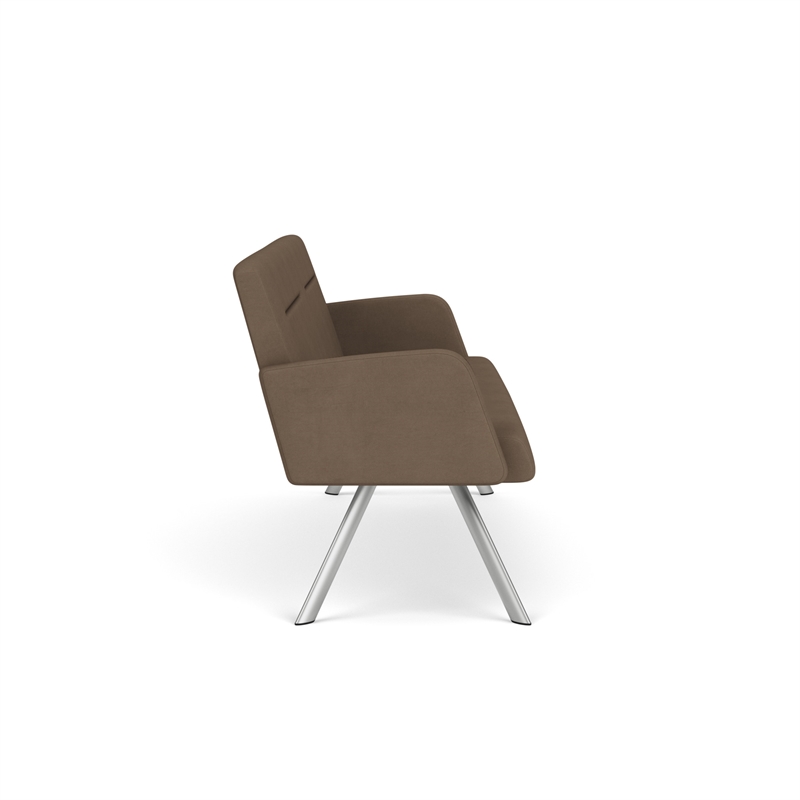 Willow Lounge Lobby Reception Waiting Room Sofa / Silver Steel / Brown