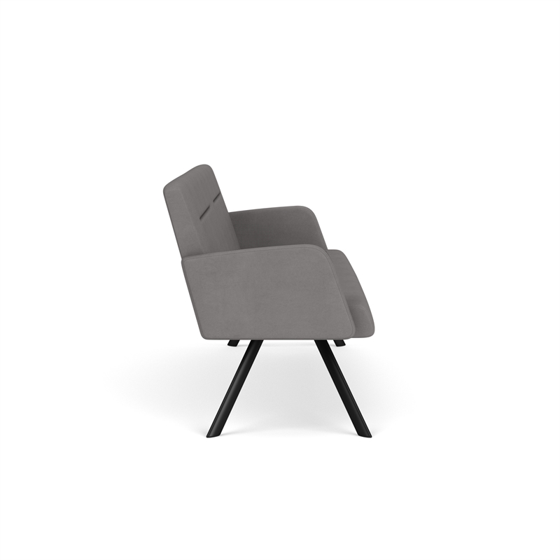 Willow Lounge Lobby Reception Waiting Room Sofa / Black Steel / Light Gray