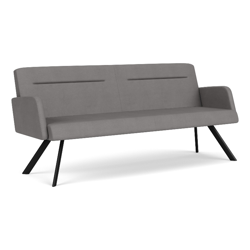 Willow Lounge Lobby Reception Waiting Room Sofa / Black Steel / Light Gray