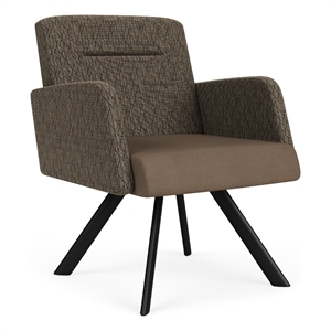 Willow Lounge Reception Waiting Swivel Guest Chair / Black Steel / Brown / Brown