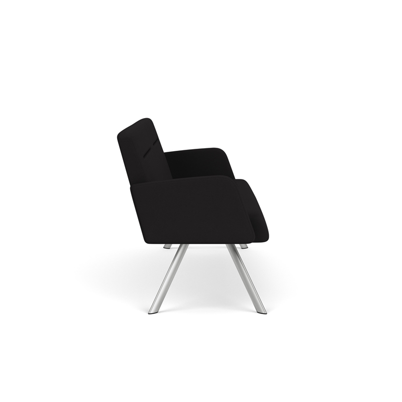 Willow Lounge Lobby Reception Waiting Room Sofa / Silver Steel / Black