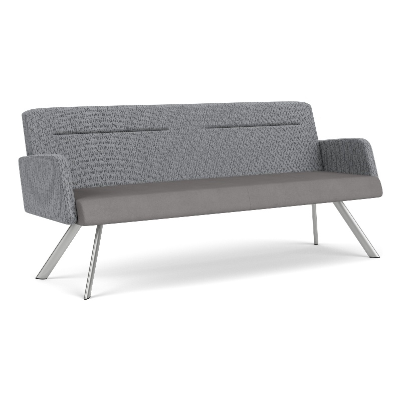 Willow Lounge Lobby Reception Waiting Sofa / Silver Steel / Gray / Gray