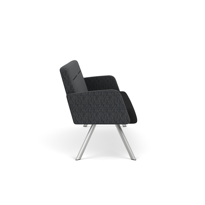 Willow Lounge Lobby Reception Waiting Sofa / Silver Steel / Black / Dark Gray
