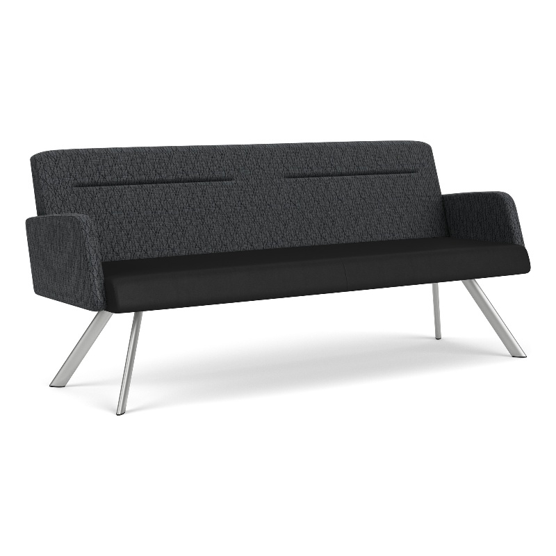 Willow Lounge Lobby Reception Waiting Sofa / Silver Steel / Black / Dark Gray