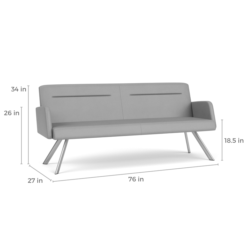 Willow Lounge Lobby Reception Waiting Sofa / Silver Steel / Blue / Dark Blue