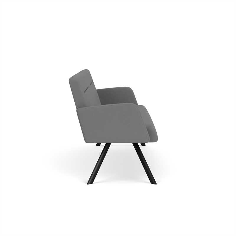 Willow Lounge Lobby Reception Waiting Room Sofa / Black Steel / Light Gray