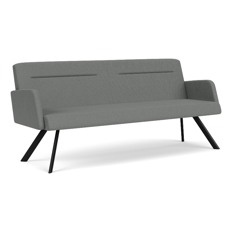 Willow Lounge Lobby Reception Waiting Room Sofa / Black Steel / Light Gray