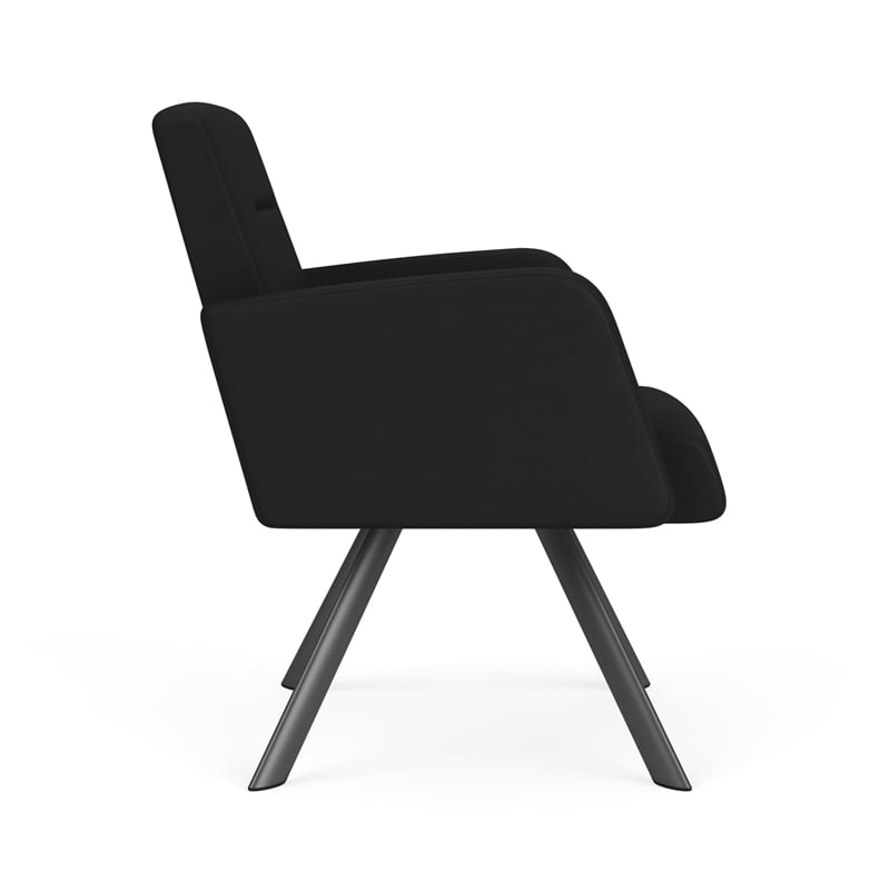 Willow Lounge Reception Waiting Swivel Guest Chair / Charcoal Steel / Black