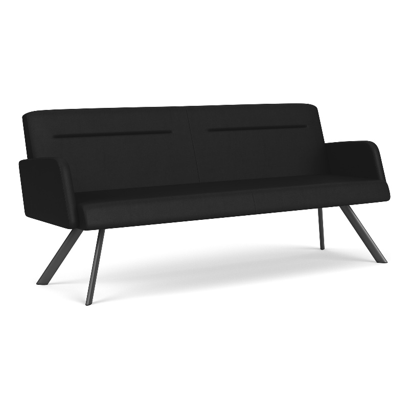 Willow Lounge Lobby Reception Waiting Room Sofa / Charcoal Steel / Black