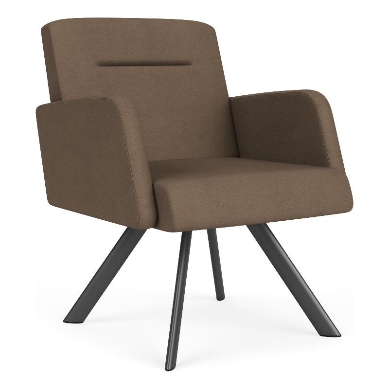 Willow Lounge Reception Waiting Swivel Guest Chair / Charcoal Steel / Brown