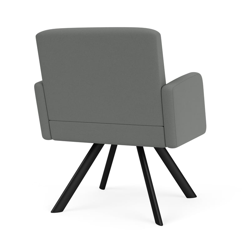 Willow Lounge Reception Waiting Swivel Guest Chair / Black Steel / Light Gray