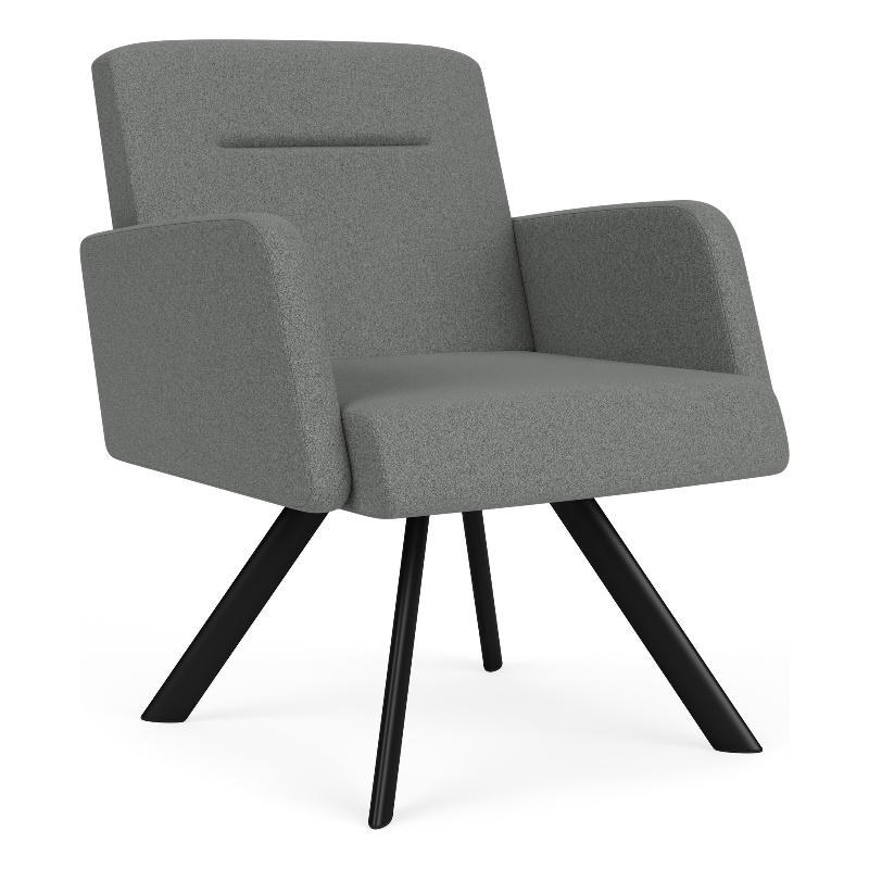 Willow Lounge Reception Waiting Swivel Guest Chair / Black Steel / Light Gray
