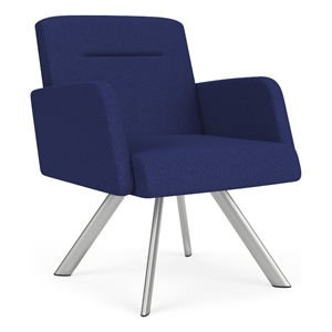 Willow Lounge Lobby Reception Waiting Swivel Guest Chair / Silver Steel / Blue