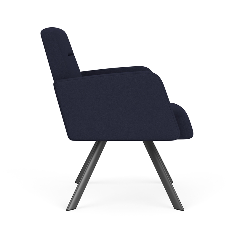 Willow Lounge Reception Waiting Swivel Guest Chair / Charcoal Steel / Navy Blue