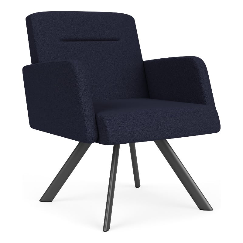 Willow Lounge Reception Waiting Swivel Guest Chair / Charcoal Steel / Navy Blue