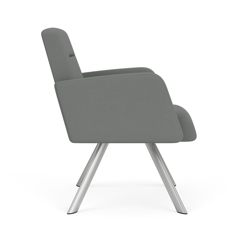 Willow Lounge Reception Waiting Swivel Guest Chair / Silver Steel / Light Gray