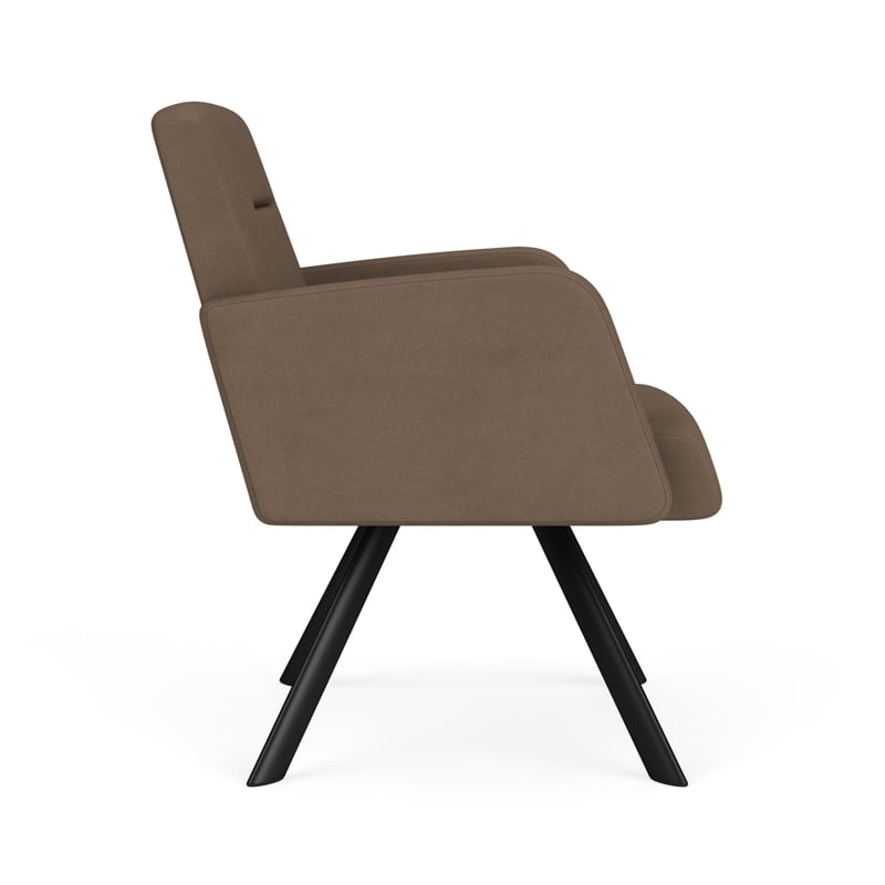 Willow Lounge Lobby Reception Waiting Swivel Guest Chair / Black Steel / Brown