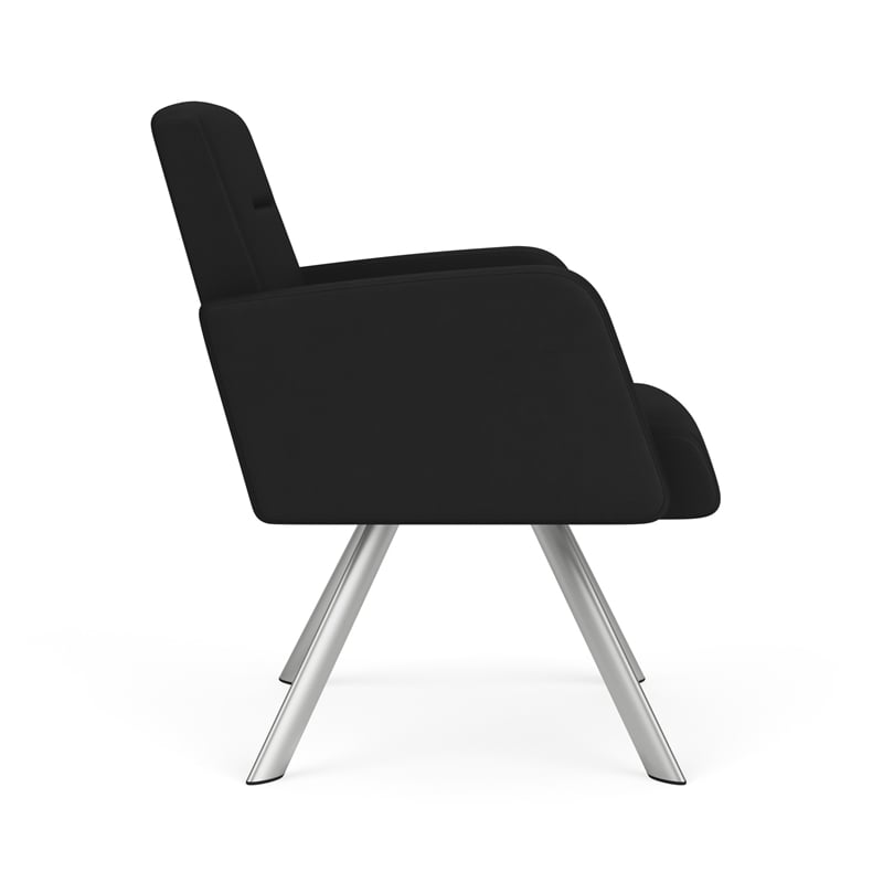 Willow Lounge Lobby Reception Waiting Swivel Guest Chair / Silver Steel / Black