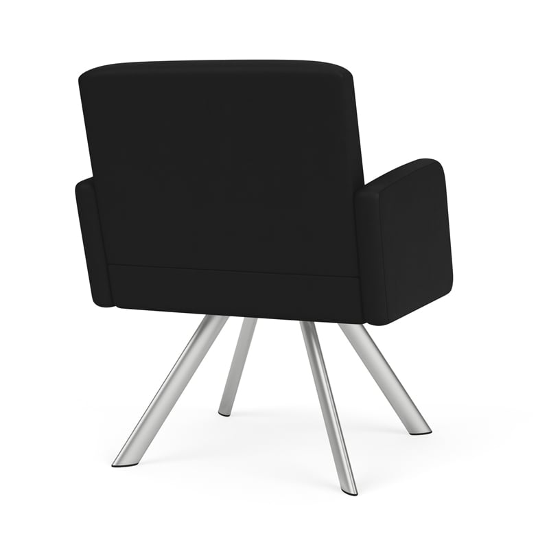 Willow Lounge Lobby Reception Waiting Swivel Guest Chair / Silver Steel / Black