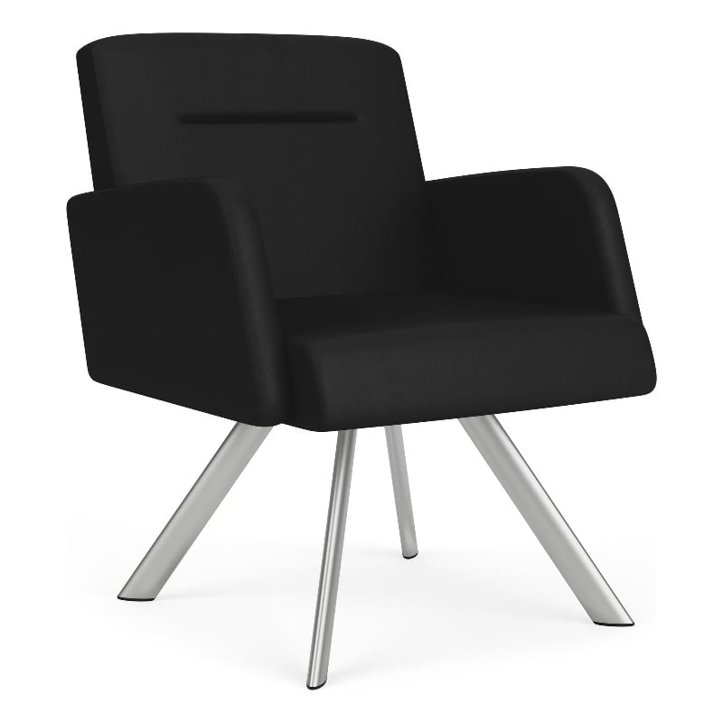 Willow Lounge Lobby Reception Waiting Swivel Guest Chair / Silver Steel / Black