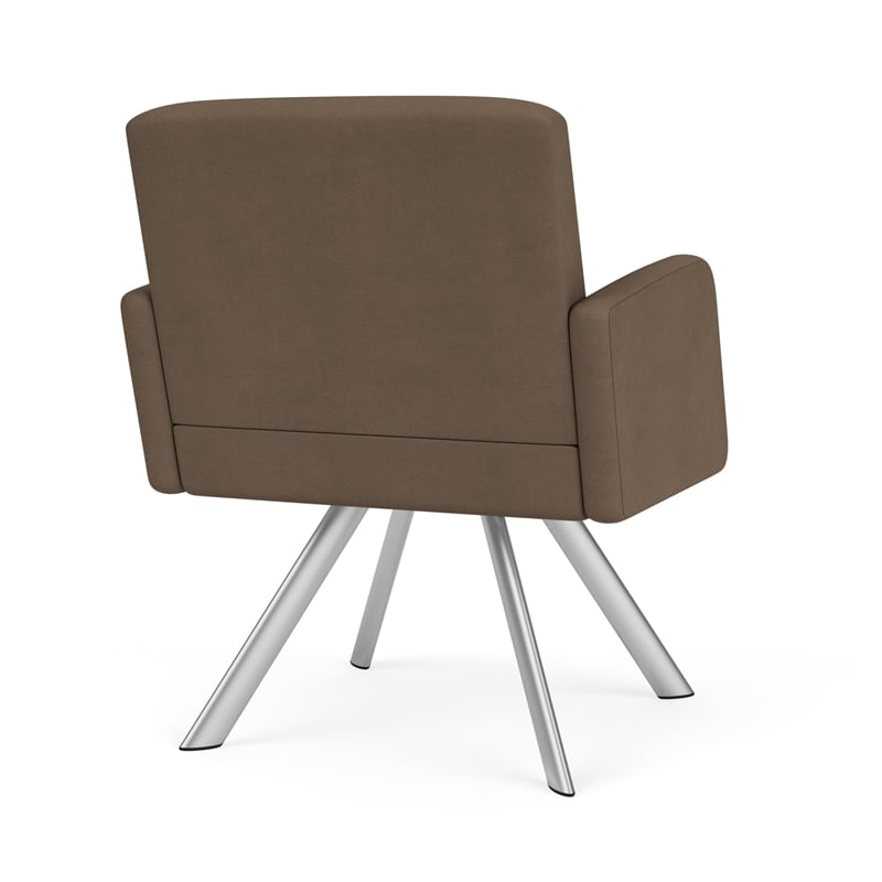 Willow Lounge Lobby Reception Waiting Swivel Guest Chair / Silver Steel / Brown