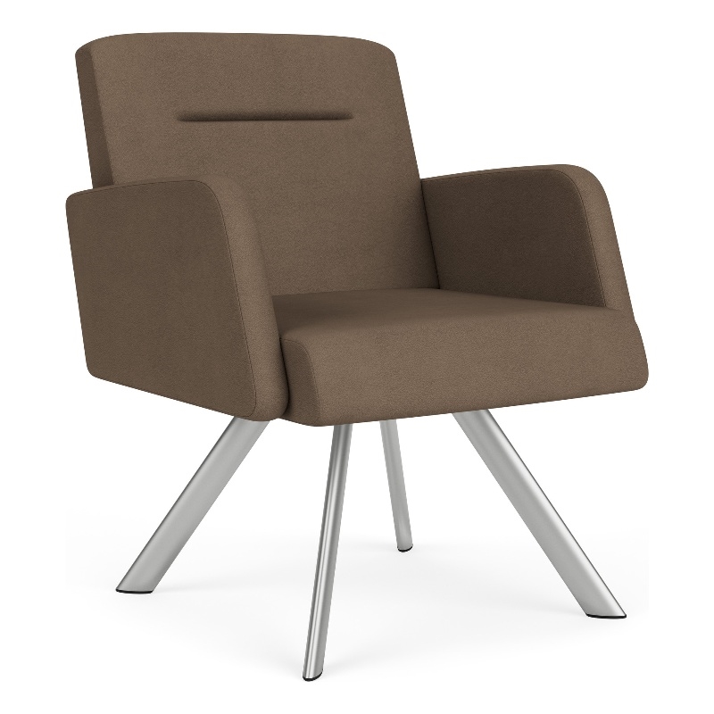 Willow Lounge Lobby Reception Waiting Swivel Guest Chair / Silver Steel / Brown