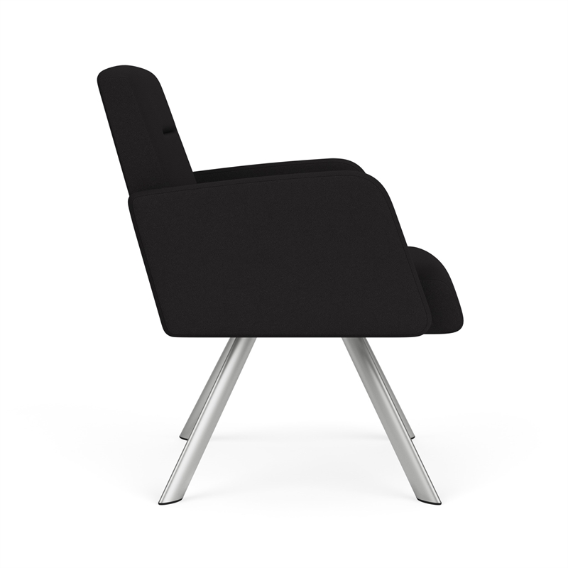 Willow Lounge Lobby Reception Waiting Swivel Guest Chair / Silver Steel / Black